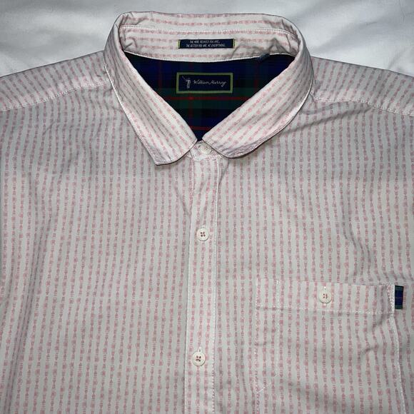 William Murray Shirt Mens Size XL Pink White Beer Beersucker Golf Button Down SS - Picture 2 of 15